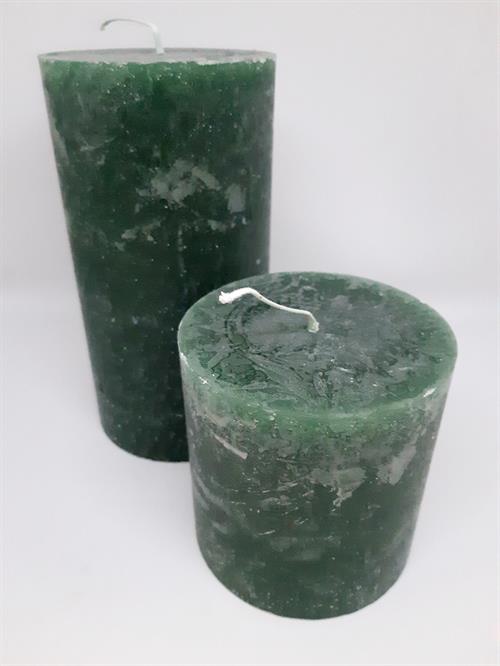 Flaskegrøn bloklys - højde 20 cm 